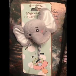 🩶 Bearington Baby Collection Elephant Pacifier Clip NWT